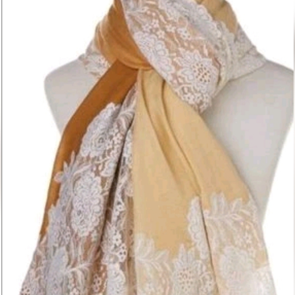 Clever Carriage Company Elegant Lace, Silk OMBRE Scarfs. MSRP $318..!!!!